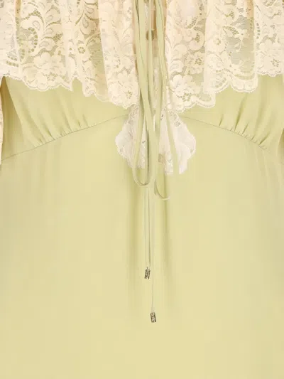 Chloé Chloe Lace-trim Silk-georgette Maxi Dress In Green