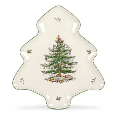 Spode Christmas Tree Tray In White;green