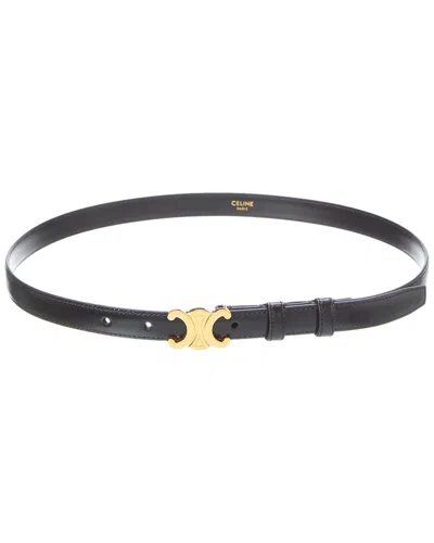 Celine Medium Triomphe Smooth Cattle Leather Belt In Black