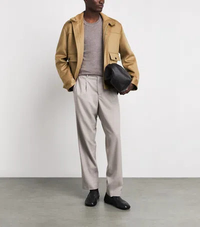 Lardini Beige Wool Oves Aries Full-length Jacket In Neutral