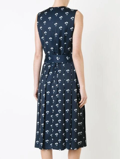 Shop Victoria Beckham Floral Print Pleated Dress - Blue