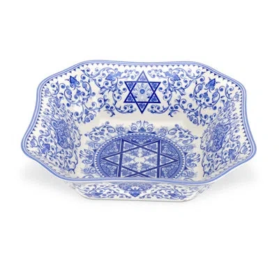 Spode Judaica Collection 9.75in Square Serving Dish In Blue;white