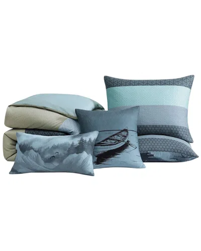 Bebejan 220 Thread Count Nature Blues Reversible Comforter Set In Blue