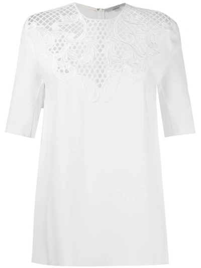 Stella Mccartney Perforated Lace Panel Blouse - White
