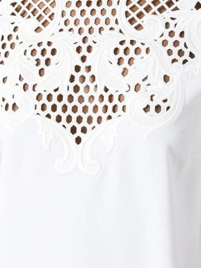 Shop Stella Mccartney Perforated Lace Panel Blouse - White