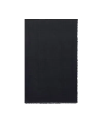 Elisabetta Franchi Rectangular Fringed Scarf With Iconic Logo Pattern In Black