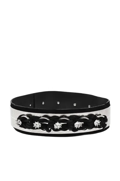 Dsquared2 Maxi Metal-embellished Leather Belt In Black