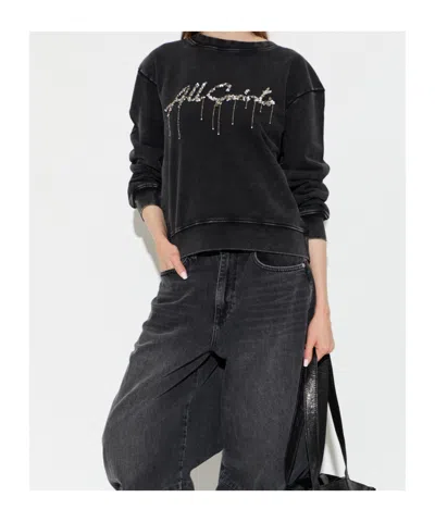 Allsaints Chains Pippa Embellished Sweatshirt In Black