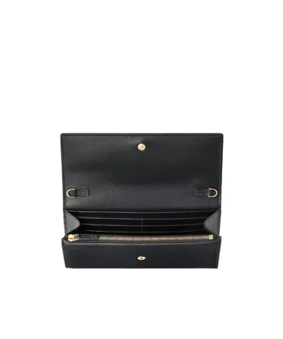 Fendi Ff Continental With Chain Black Leather Wallet In Black
