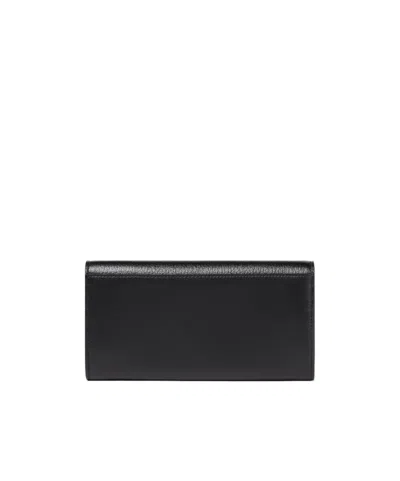 Fendi Ff Continental With Chain Black Leather Wallet In Black