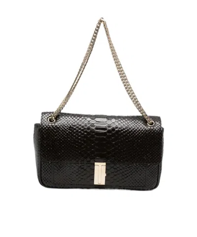 Tom Ford Semi Shiny Printed Python Chain Shoulder Bag In Black