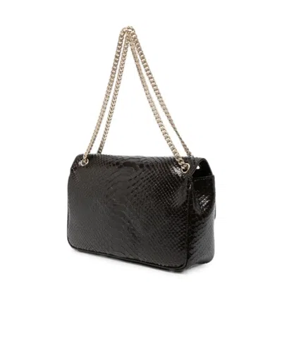 Tom Ford Semi Shiny Printed Python Chain Shoulder Bag In Black