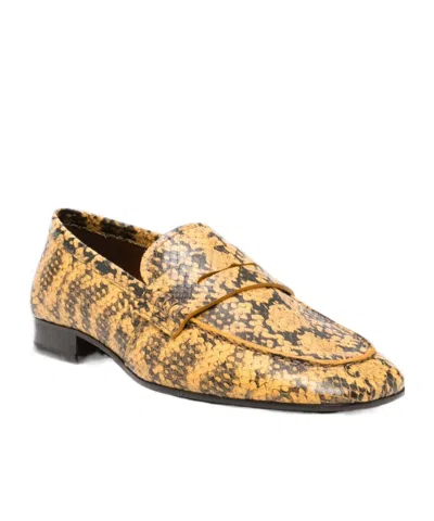 Dries Van Noten Snakeskin-effect Leather Loafers In Yellow