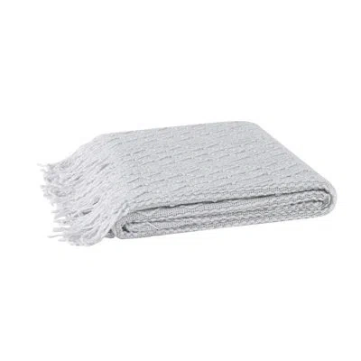 Brooklyn Loom Woven Texture Solid Light Blue Throw In Cool Gray