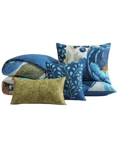 Bebejan 220 Thread Count Teal Tapestry Reversible Comforter Set In Blue