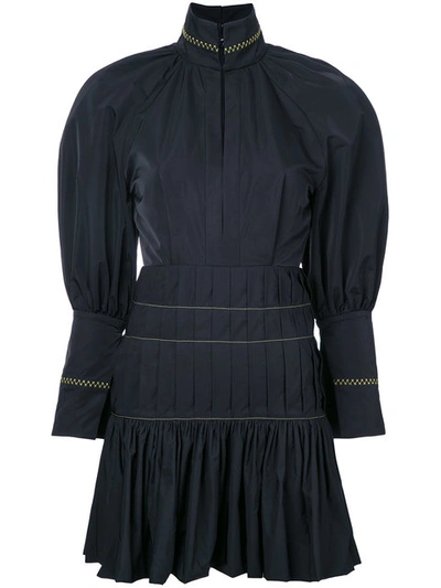 Shop Ellery Pleated Trim Fitted Dress - Black