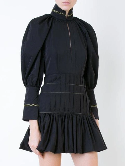 Shop Ellery Pleated Trim Fitted Dress - Black