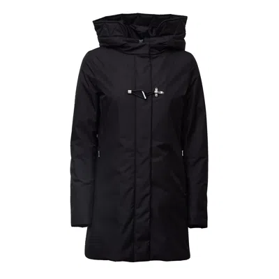 Fay Toggle Closure Microfiber Gabardine Coat In Black