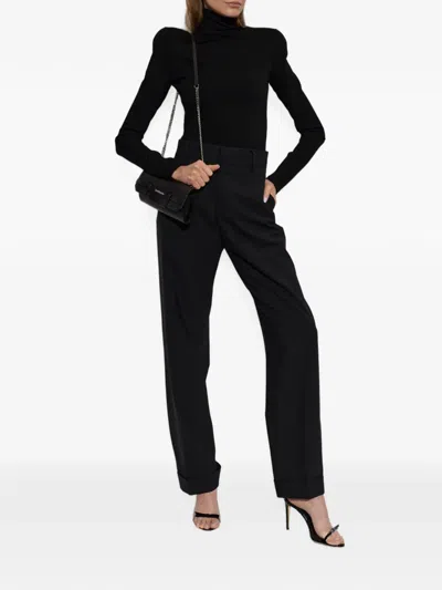 Dsquared2 Shoulder-pad Turtleneck Top In Black