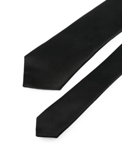 Saint Laurent Men Navy Blue Solid Tie In Yellow