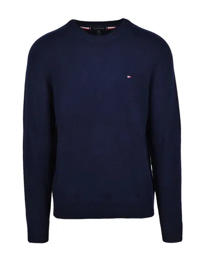 Tommy Hilfiger Solid Crewneck Sweater In Blue