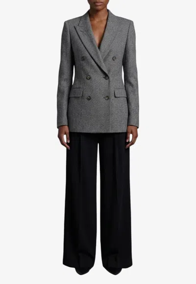 Tagliatore Paris Herringbone-pattern Double-breasted Blazer In Gray