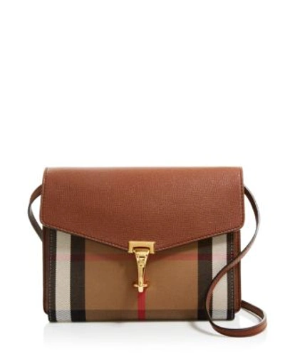 Shop Burberry Macken House Check Small Crossbody (36.1% Off) Comparable Value $1,095 In Tan/gold