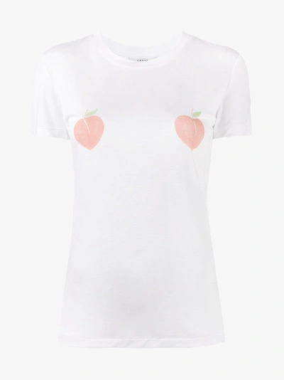 Ganni Linfield Peach Print T-shirt In Bright White