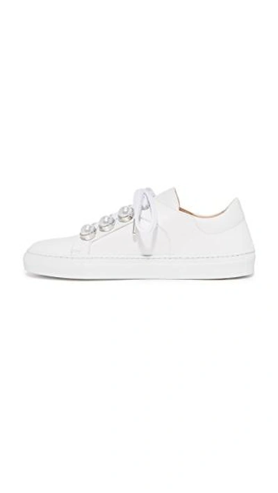 Shop Carven Lace Up Sneakers In Blanc