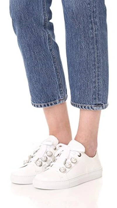 Shop Carven Lace Up Sneakers In Blanc