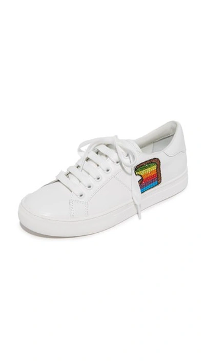Marc Jacobs Empire Toast Embellished Leather Sneakers In White Multi