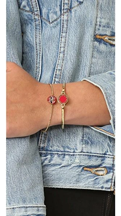 Shop Marc Jacobs Enamel Logo Disc Hinge Bracelet In Red