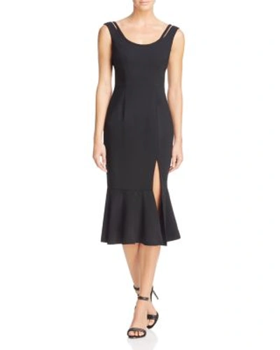 Black Halo Jeera Flounce Hem Sheath Dress In Black