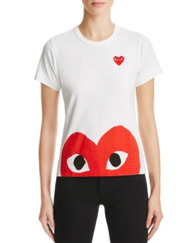 Shop Comme Des Garçons Play Red Heart Tee In White