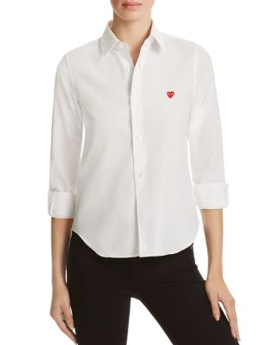 Shop Comme Des Garçons Play Button Front Shirt In White/red