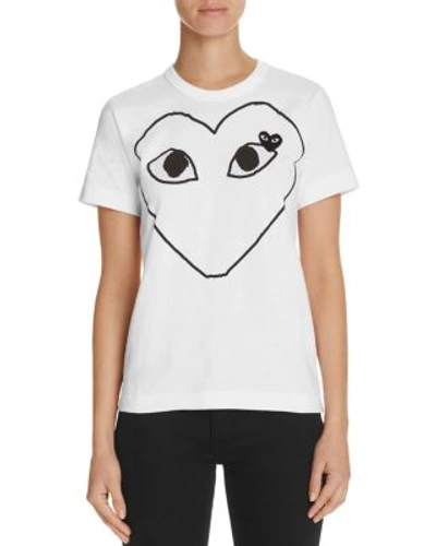 Shop Comme Des Garçons Play Heart Graphic Tee In White