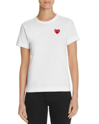 Shop Comme Des Garçons Play Red Heart Tee In White