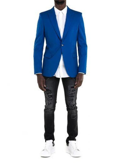 Shop Alexander Mcqueen Jacket With Shoulder With Points In Blue
