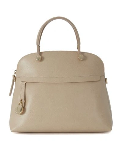 Furla Piper Maple Leather Hand Bag In Beige