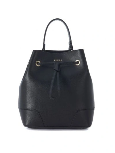 Furla Stacy Black Leather Bucket Bag In Nero