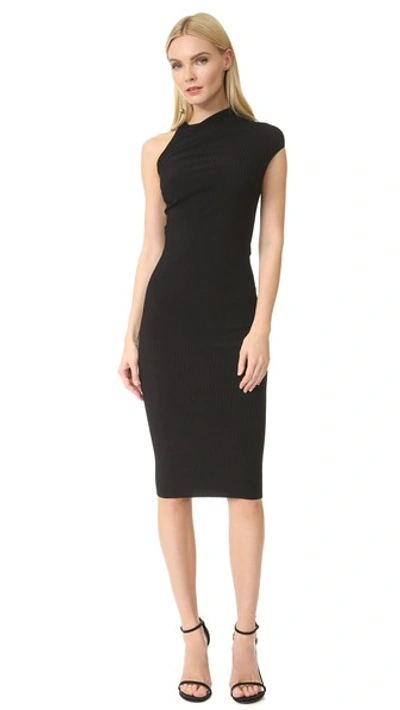 Narciso Rodriguez Stretch Ribbed-knit Dress In Black