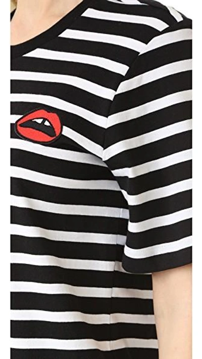 Shop Markus Lupfer Stripe Red Lara Lip Alex Tee In Black/white