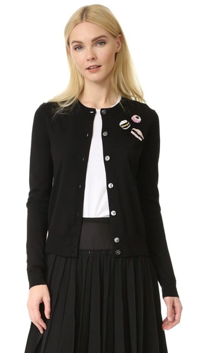 Marc Jacobs Embroidered Classic Candy Long-sleeve Cardigan In Black