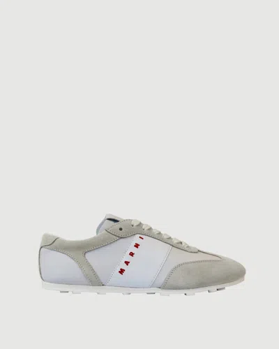 Marni Lily White Light Grey Leather Sneakers In White