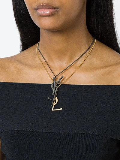 Shop Saint Laurent Monogram Deconstructed Pendant Necklace