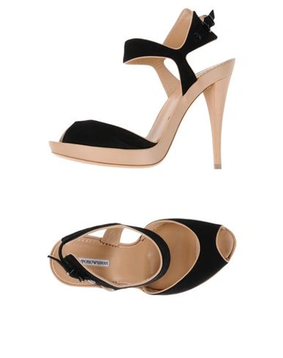 Shop Emporio Armani Sandals In Black