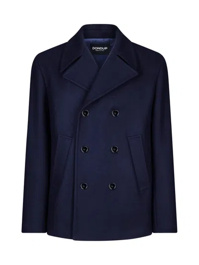 Dondup Double-breasted Wool-cashmere Jacket With Notched Lapel In Blue