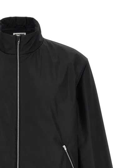 Jil Sander Midnight Blue Polyester Jacket In Black