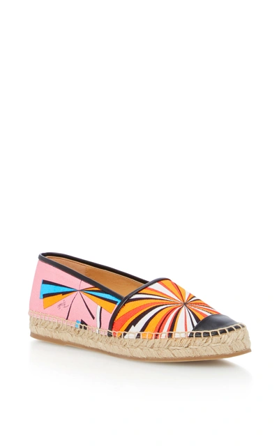 Pucci Leather-trimmed Printed Canvas Espadrilles