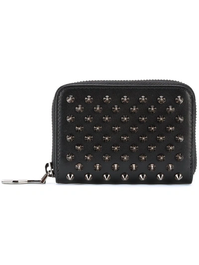 Christian Louboutin Panettone Spiked Textured-leather Wallet In Black